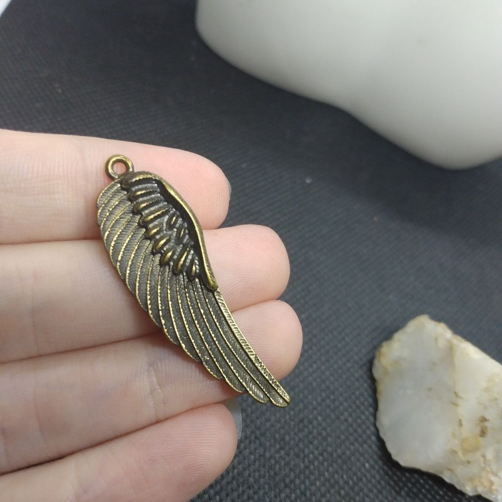 Bronze angel feather pendant